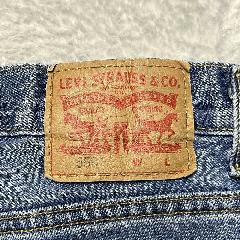 Levis 550 Jeans Mens 42x29* Blue Denim Relaxed Fit Straight Leg High Rise Cotton